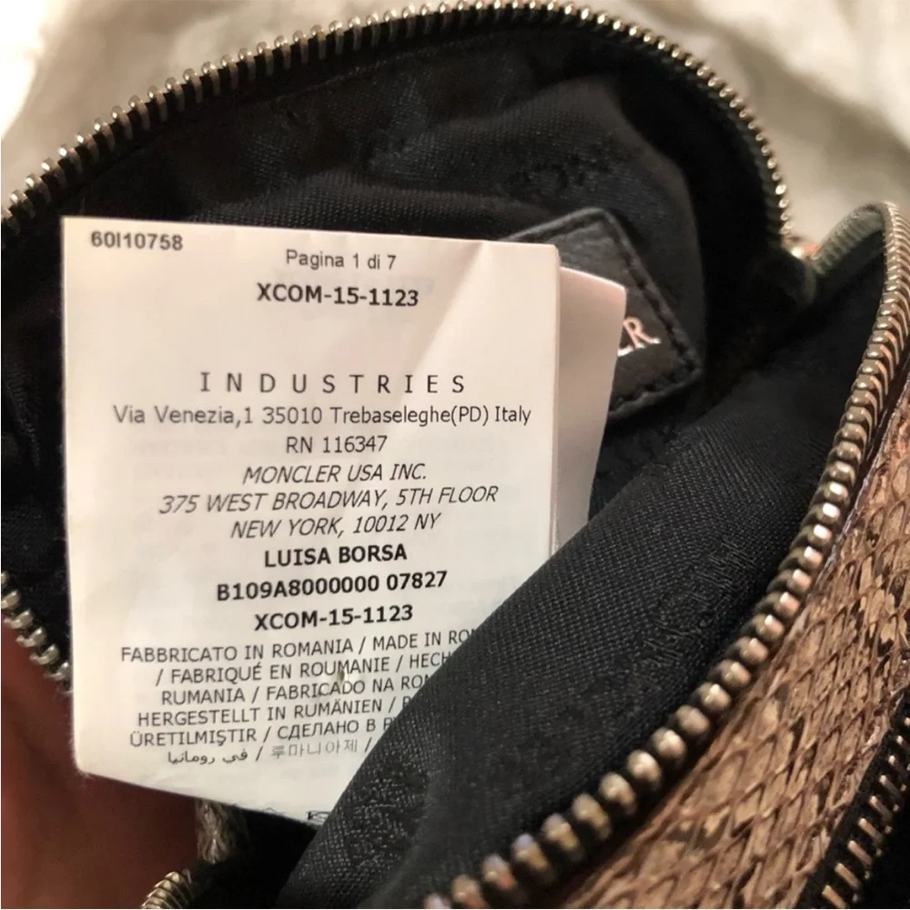 Moncler Cream and Gray Snake Print LUISA Crossbody Bag - Picture 9 of 9